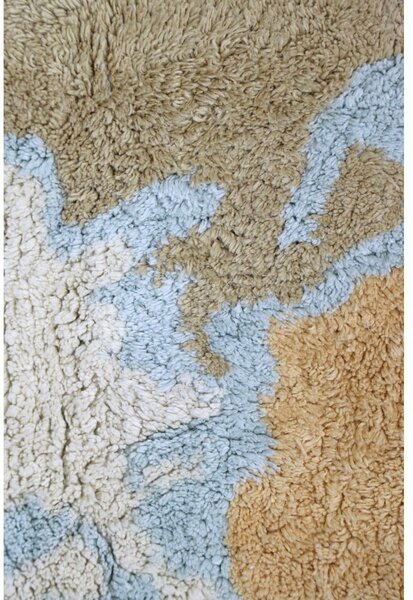 Niebiesko-beżowy bawełniany dziecięcy dywan do zabawy tkany ręcznie odpowiedni do prania 70x100 cm Mini Worldmap – Lorena Canals
