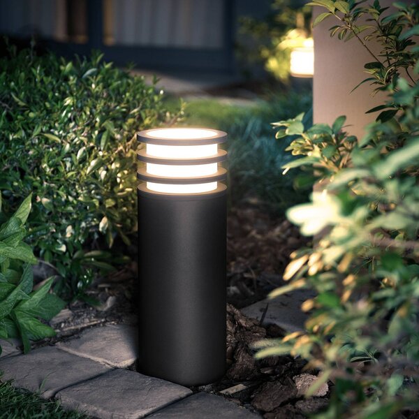 Philips Hue Lampa cokołowa LED Lucca, czarna, RGBW smart, IP44 możliwość ściemniania, czarny, aluminium, nowoczesny