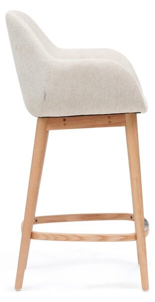 Beżowy tapicerowany hoker z podłokietnikami (wysokość siedziska 66 cm) Konna – Kave Home