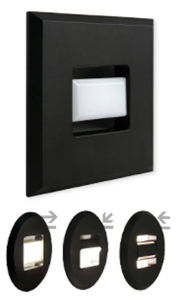 MEGAMAN Oprawa wpuszczana LED Tina, czarna, długość 9 cm, obrotowa Tina, czarny, salon / jadalnia, tworzywo sztuczne, nowoczesny