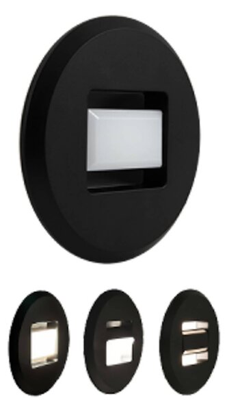 MEGAMAN Oprawa wpuszczana LED Tina, czarna, Ø 9 cm, obrotowa Tina, czarny, salon / jadalnia, tworzywo sztuczne, nowoczesny