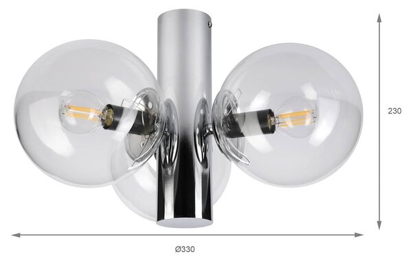 Lampa sufitowa Sferio Lamkur, możliwość ściemniania, chromowy / srebrny, salon / jadalnia, szkło