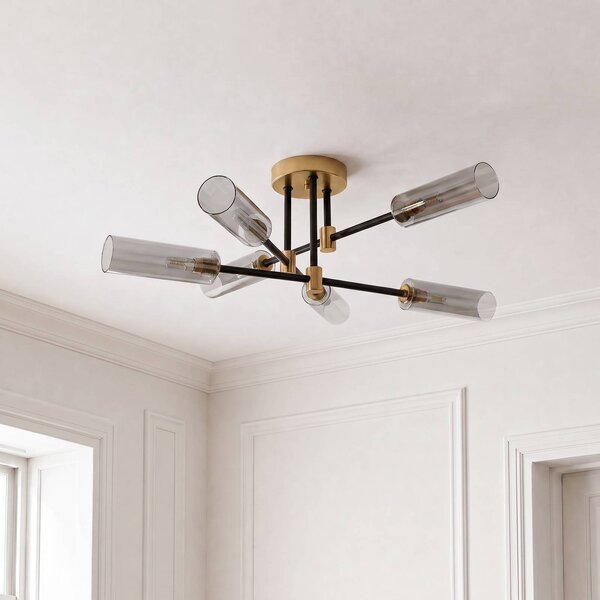Lampa sufitowa Tessa Lamkur, możliwość ściemniania, aluminiowy / szary / cynkowy, salon / jadalnia, szkło