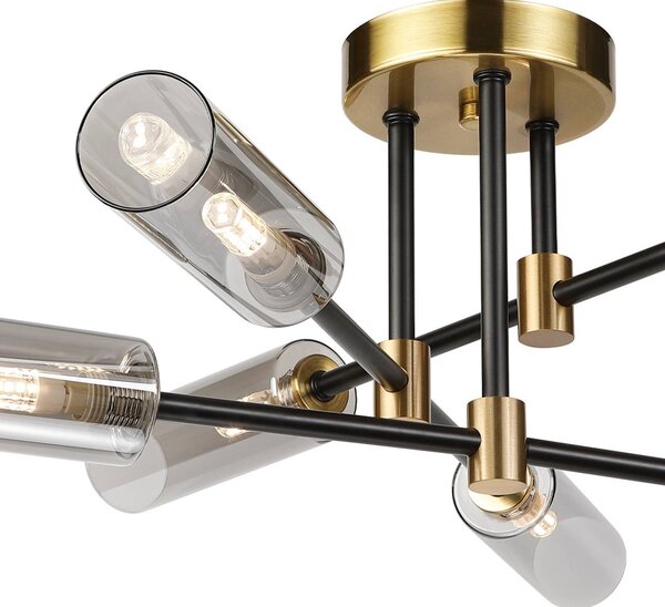 Lampa sufitowa Tessa Lamkur, możliwość ściemniania, aluminiowy / szary / cynkowy, salon / jadalnia, szkło