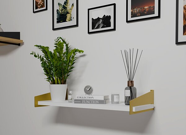 Wisząca półka w stylu glamour złoty + biały F0-W43