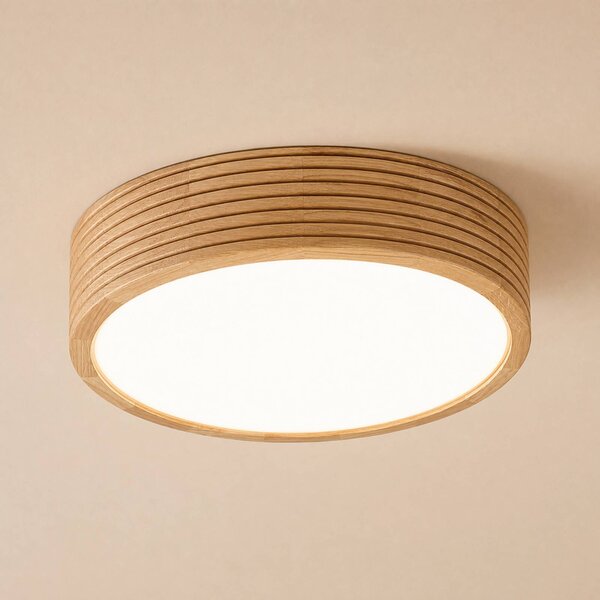 Lampa sufitowa Linaro Lamkur, możliwość ściemniania, jasne drewno, salon / jadalnia, drewno
