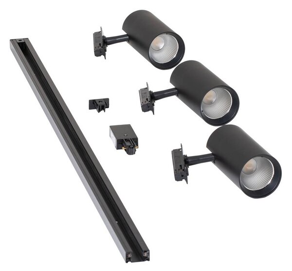 System szynowy Lindby Linaro, średnica 7 cm, 3-punktowa, LED, czarny, CCT Linaro Lindby, możliwość ściemniania, czarny, biuro, aluminium, nowoczesny