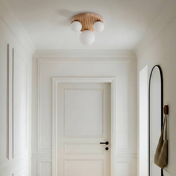 Lampa sufitowa Mori Lindby, możliwość ściemniania, jasne drewno, salon / jadalnia, drewno, nowoczesny