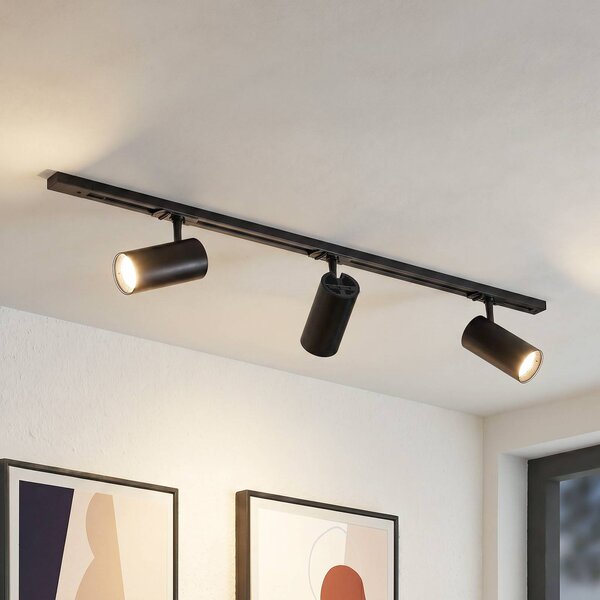 System szynowy Lindby Linaro, średnica 7 cm, 3-punktowa, LED, czarny, CCT Linaro Lindby, możliwość ściemniania, czarny, biuro, aluminium, nowoczesny