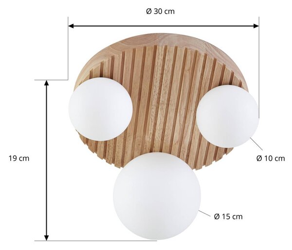 Lampa sufitowa Mori Lindby, możliwość ściemniania, jasne drewno, salon / jadalnia, drewno, nowoczesny