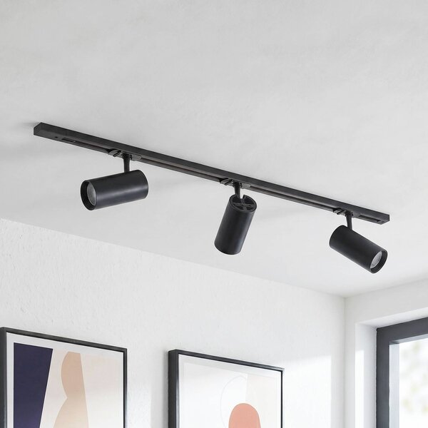 System szynowy Lindby Linaro, średnica 7 cm, 3-punktowa, LED, czarny, CCT Linaro Lindby, możliwość ściemniania, czarny, biuro, aluminium, nowoczesny