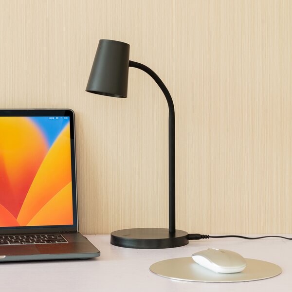 Lampa Stołowa Lindby, Ailina, ściemnialny, czarny, gabinet | pracownia, tworzywo sztuczne, nowoczesny