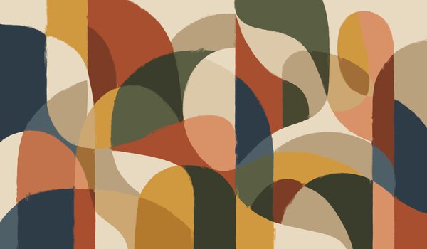 Fototapeta Kolorowe dzieła sztuki o zakrzywionych kształtach, Fototapety Abstrakcja, Popularne Fototapety - Tapeko.pl