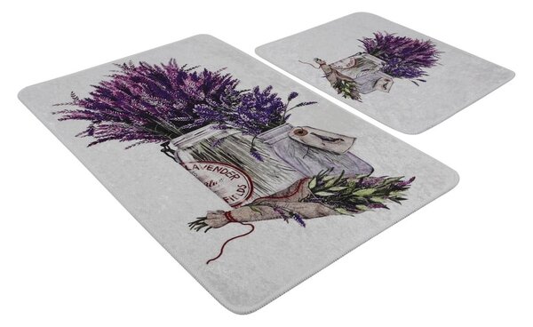 Fioletowo-jasnoszare dywaniki łazienkowe zestaw 2 szt. 60x100 cm Purpura – Foutastic