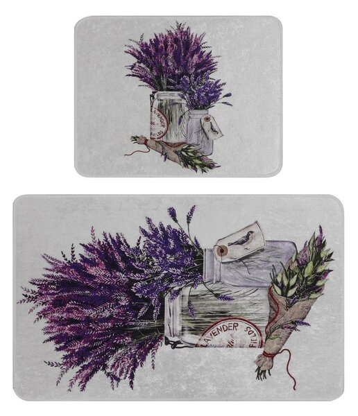 Fioletowo-jasnoszare dywaniki łazienkowe zestaw 2 szt. 60x100 cm Purpura – Foutastic