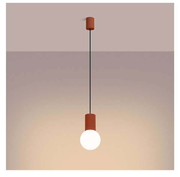 Pomarańczowa lampa wisząca ze szklanym kloszem ø 12 cm Orbital – Sollux