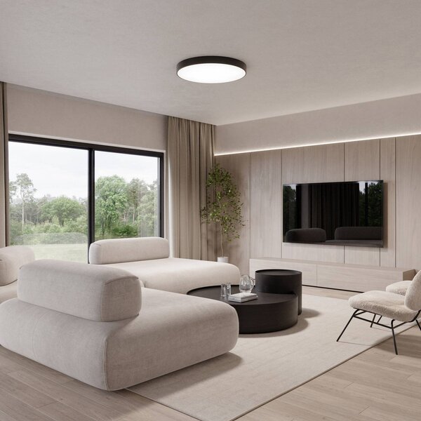 Plafon z czujnikiem ruchu Cleo 600 TEMAR LIGHTING, czarny, salon / jadalnia, metal, nowoczesny