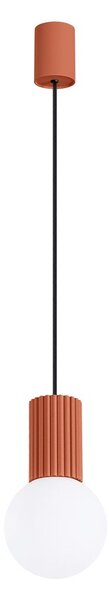 Pomarańczowa lampa wisząca ze szklanym kloszem ø 12 cm Orbital – Sollux