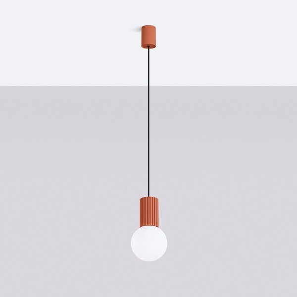 Pomarańczowa lampa wisząca ze szklanym kloszem ø 12 cm Orbital – Sollux