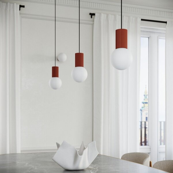 Pomarańczowa lampa wisząca ze szklanym kloszem ø 12 cm Orbital – Sollux