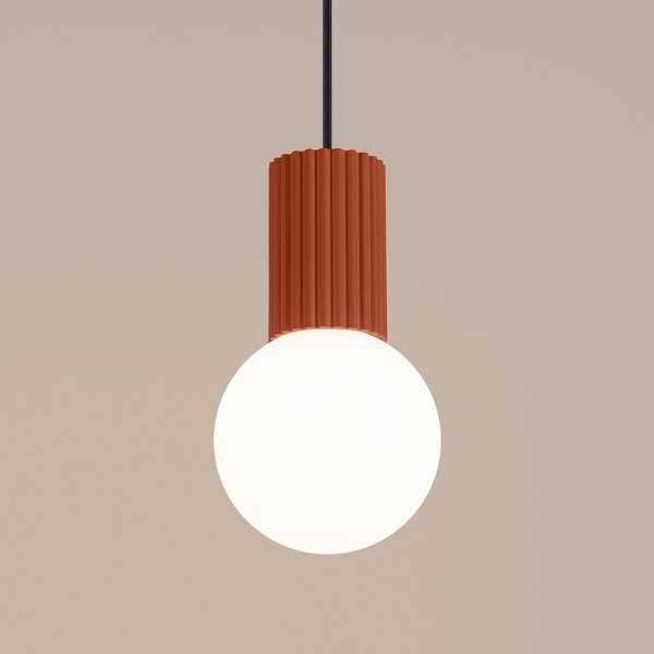 Pomarańczowa lampa wisząca ze szklanym kloszem ø 12 cm Orbital – Sollux