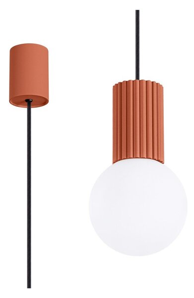 Pomarańczowa lampa wisząca ze szklanym kloszem ø 12 cm Orbital – Sollux