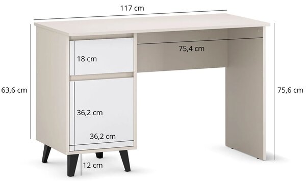 Biurko w stylu skandynawskim kaszmir + biały K7-P63