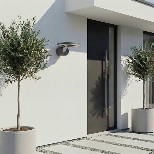 Kinkiet zewnętrzny LED Tovio Arcchio, aluminiowy / szary / cynkowy, aluminium, nowoczesny