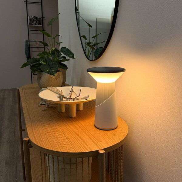 Briloner lampa stołowa LED Pilia antracyt/jasnoszary Wysokość 24 cm IP44 Pilla, możliwość ściemniania, salon / jadalnia, tworzywo sztuczne, nowoczesny