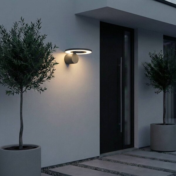 Kinkiet zewnętrzny LED Tovio Arcchio, aluminiowy / szary / cynkowy, aluminium, nowoczesny