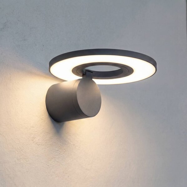 Kinkiet zewnętrzny LED Tovio Arcchio, aluminiowy / szary / cynkowy, aluminium, nowoczesny