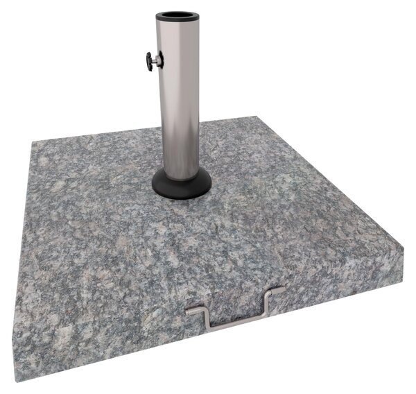Gravita - 45x45cm, 35kg, kwadratowa podstawa do parasola ogrodowego z kamienia z kółkami, szara