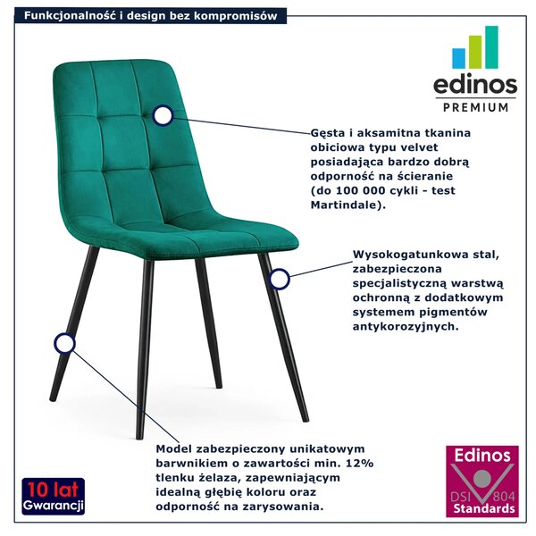 Zestaw 8 zielonych krzeseł pikowanych N9-K02