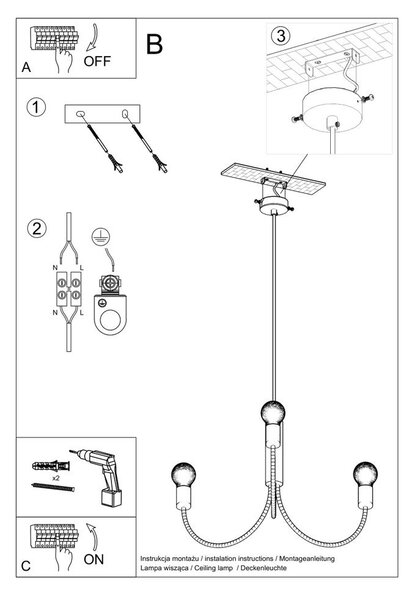Czarna lampa wisząca ø 45 cm Karim – Sollux