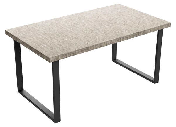 Stół jadalny z drewna i metalu z czarnymi kwadratowymi nogami 160x90 cm Teksturowany szary
