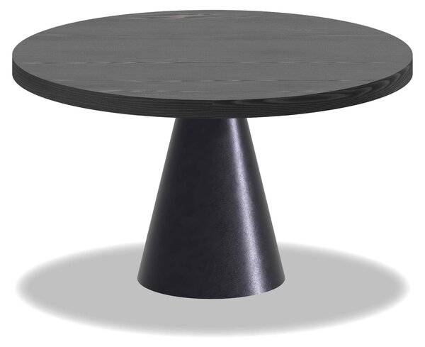 Artù Black - Okrągły stół jadalny ⌀ 120 cm z drewna laminowanego z metalową podstawą w kształcie stożka, czarny blat