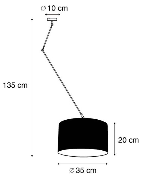 Stalowa lampa wisząca z kloszem 35 cm biała regulowana - Blitz