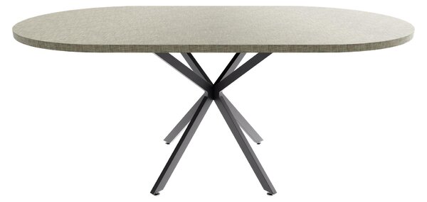 Marui Big - owalny stół jadalny 180x100 cm z teksturowanego drewna z centralną nogą metalową Kiso