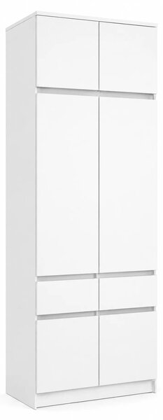Biała minimalistyczna dwudrzwiowa szafa z nadstawką 100 cm K6-T48