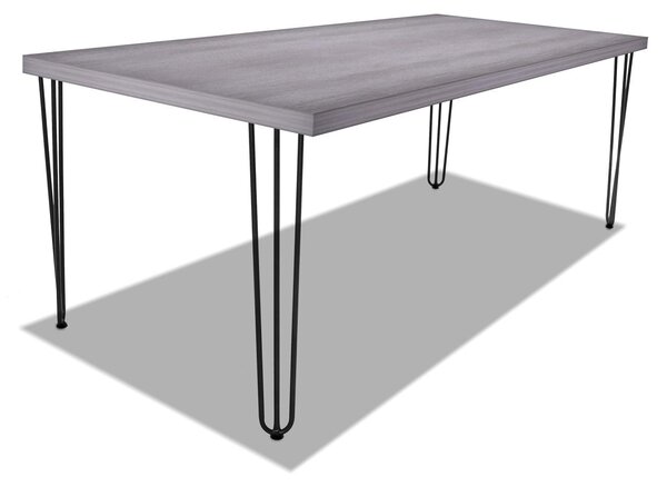 Stół jadalny z drewna i metalu z czarnymi trójkątnymi nogami - 220x100 cm