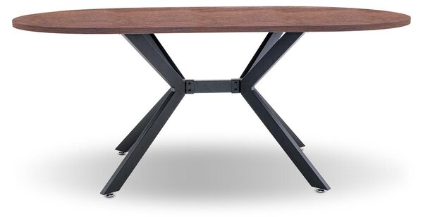 Marui Small - Owalny stół jadalny z drewna i metalu z centralną nogą Ashi 150x90 cm - Brązowe drewno