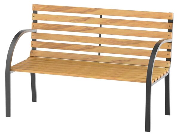 Emilia - 2-osobowa ławka ogrodowa ze stali malowanej proszkowo i naturalnego drewna. Nowoczesna ławka ogrodowa, ławka balkonowa, 122 x 60 x 80 cm