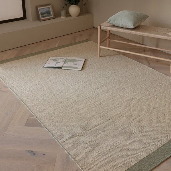 Kremowy/szałwiowy wełniany dywan tkany ręcznie 160x230 cm Lima Sage – Asiatic Carpets