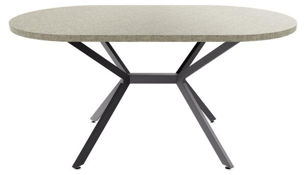 Marui Small - owalny stół jadalny 150x90 cm z teksturowanego drewna z centralną metalową nogą Ashi