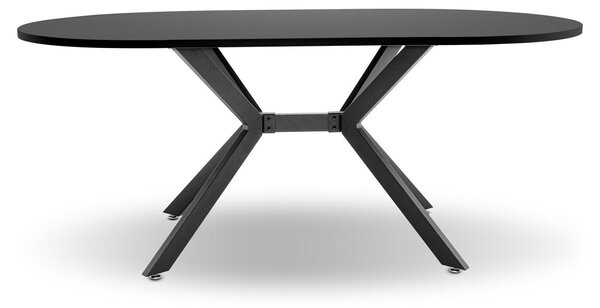 Marui - Ashi 180x100cm owalny stół jadalny z drewna i metalu z centralną podstawą - matowy czarny