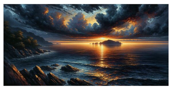 Obraz burzowe chmury nad oceanem