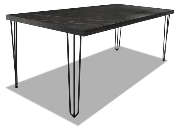 Stół jadalny z drewna i metalu z czarnymi trójkątnymi nogami - 220x100 cm