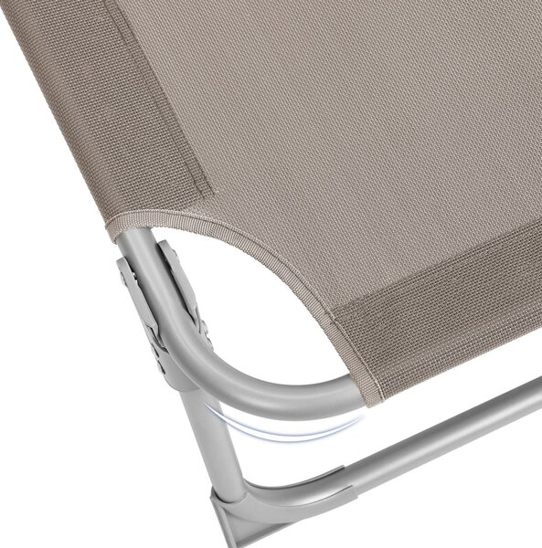 Leżak ogrodowy LAGUNA z regulowanym daszkiem, 193x53x29cm, brązowo-szary (taupe) SongmicsHome