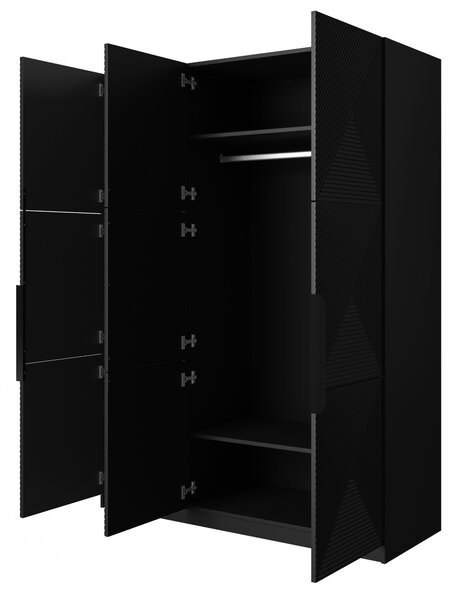 Szafa Asha 150 cm z metalowymi uchwytami - czarny mat / czarne uchwyty