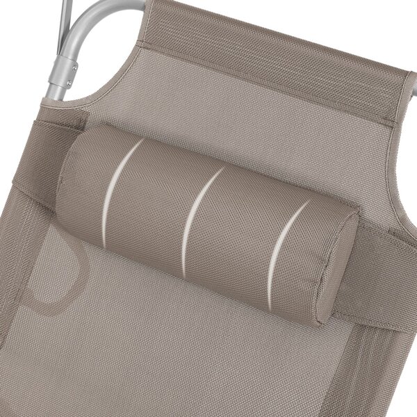 Leżak ogrodowy LAGUNA z regulowanym daszkiem, 193x53x29cm, brązowo-szary (taupe) SongmicsHome